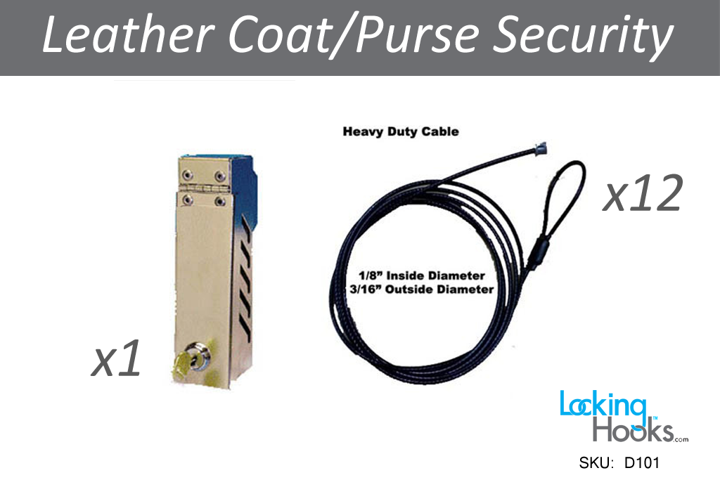 Coat and purse security cable kit with lock box