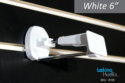 HandKey Style - 6" White Locking Security Hook for Slatwall - LockingHooks.com - 1