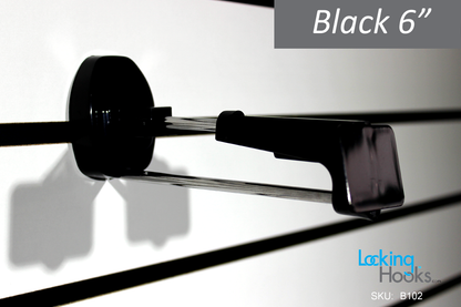HandKey Style - 6" Black Locking Security Hook for Slatwall - LockingHooks.com - 1