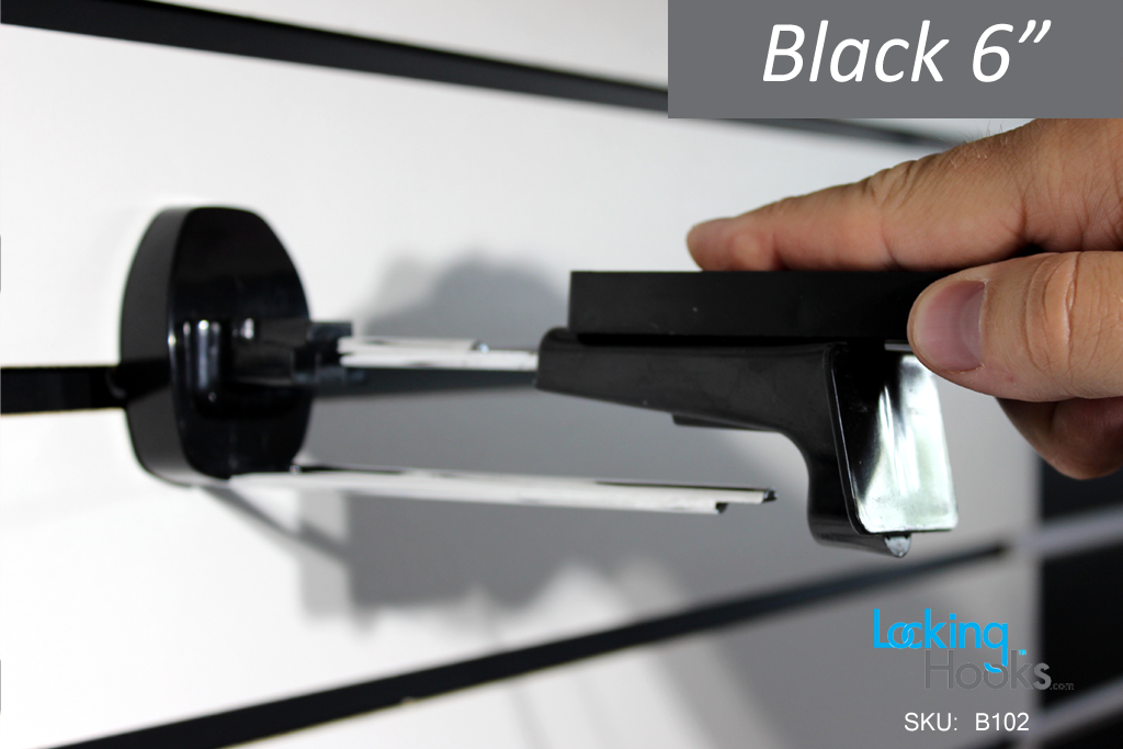 HandKey Style - 6" Black Locking Security Hook for Slatwall - LockingHooks.com - 4