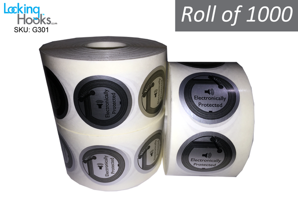 (Roll of 1000 Labels) Fake Security EAS SensorTag Sticker - Visual Deterrent to Shoplifters - LockingHooks.com - 1